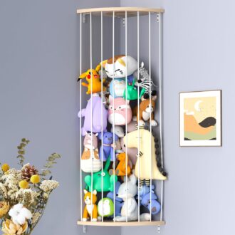 Stuffed Animal Storage Toy Storage Organizer, Upgraded Stuffed Animal Hammock Corner & Stuffed Animal Net for Plushie Toys with Moon Zoo Pattern for Kids Playroom Bedroom Organizer